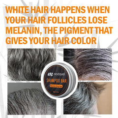 Modayeri Reverse Grey Hair Bar Shampoo packaging with eco friendly design