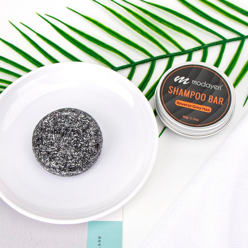 Modayeri Reverse Grey Hair Bar Shampoo sustainable packaging reduces waste