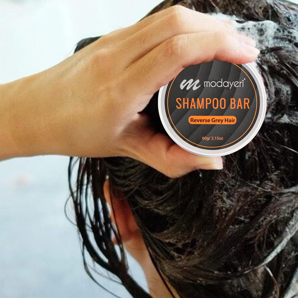 Modayeri Reverse Grey Hair Bar Shampoo travel friendly compact bar