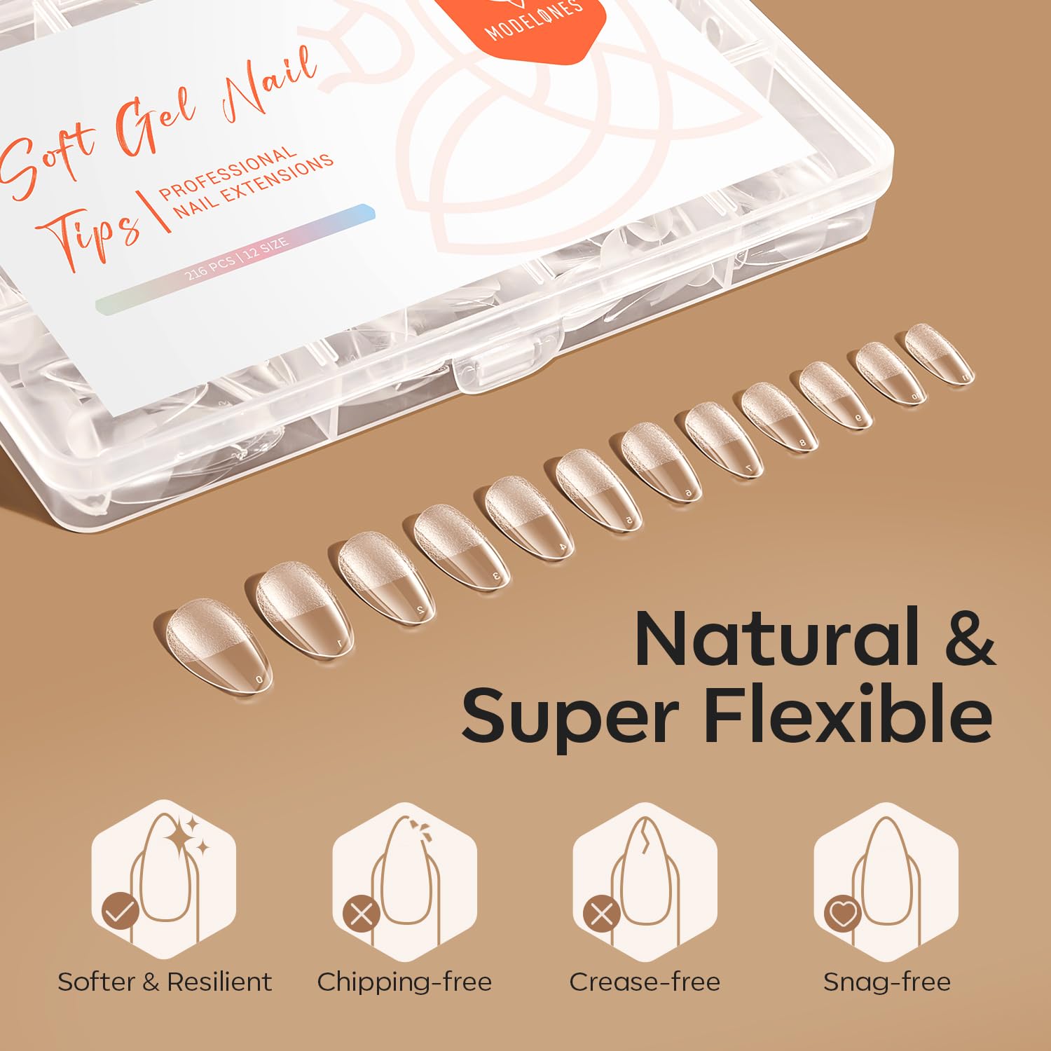Modelones 216-piece set with 12 sizes ready for precise fitting.