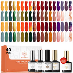 Modelones 40-pcs gel nail polish set bottles arranged for at-home manicures with color variety