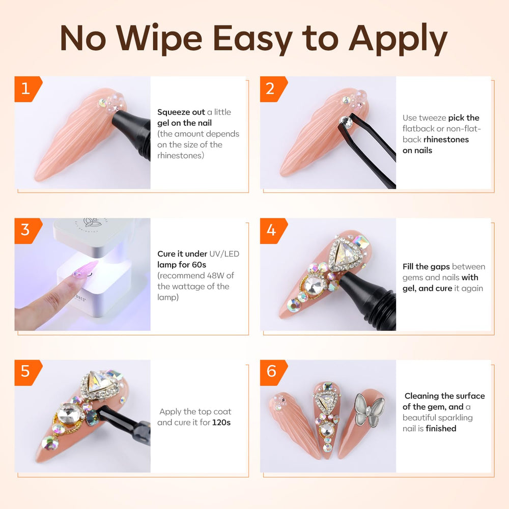 Modelones 4-in-1 glue provides long-lasting adhesion for intricate nail decorations.
