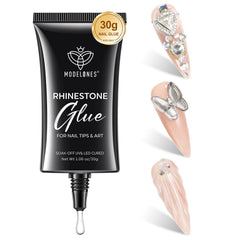 Modelones 4-in-1 Rhinestone Glue bottle pour enables precise application for nail art.
