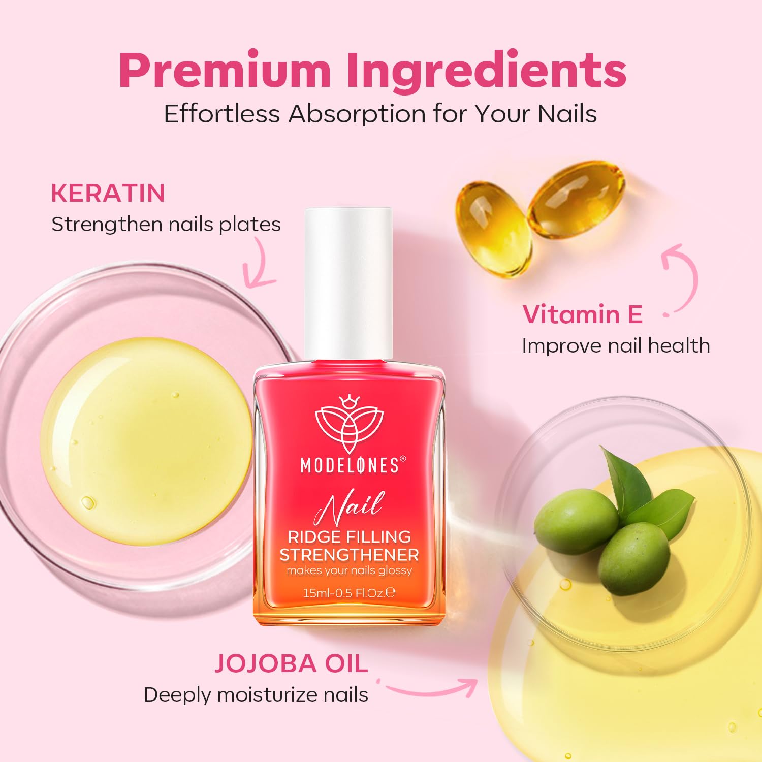 modelones 5-free formula emphasizes safer nail care with keratin and jojoba oil