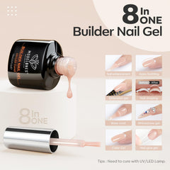 Modelones 8-in-One Builder Gel color-build apex adds length with a natural feel.