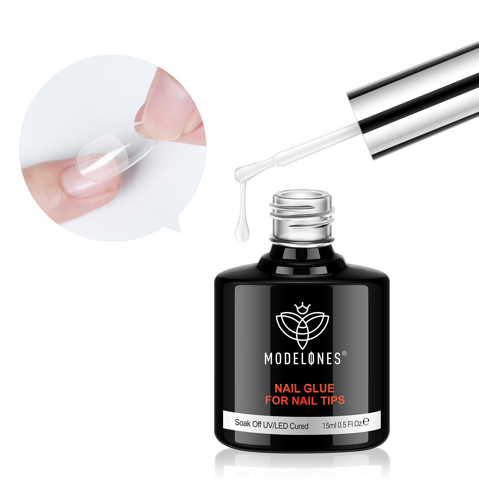Modelones 9 in 1 nail glue bottle with crystal-clear adhesion