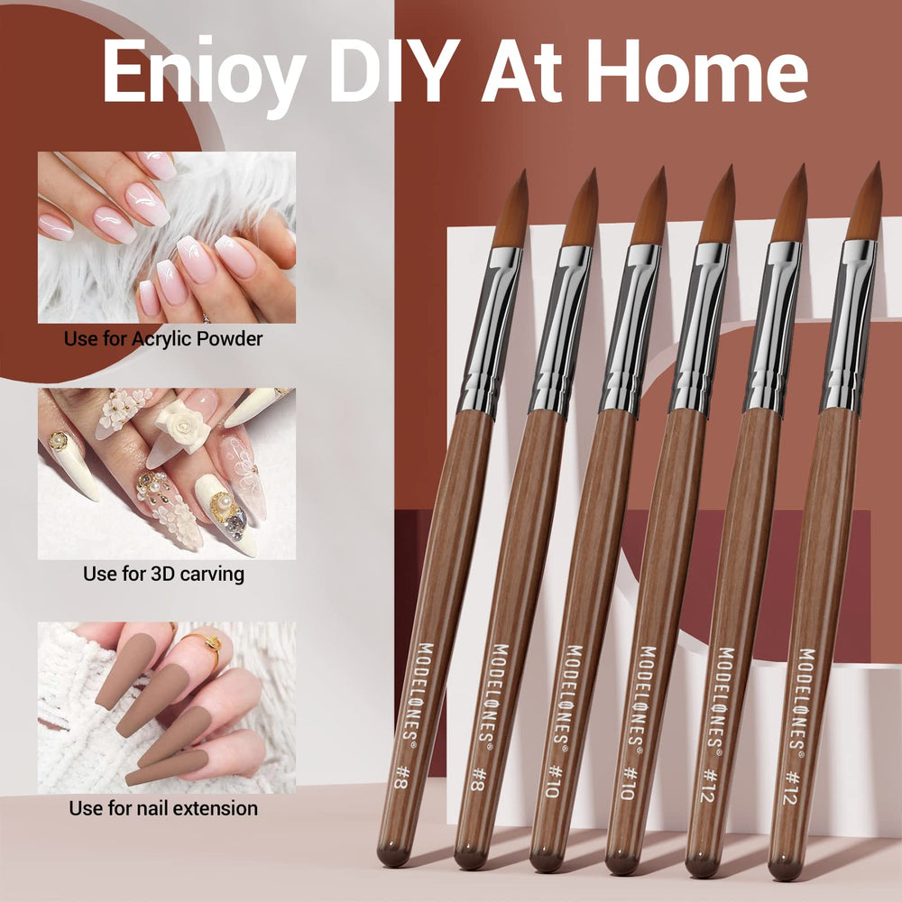 Red wood handle brush in action for acrylic extension and carving work.