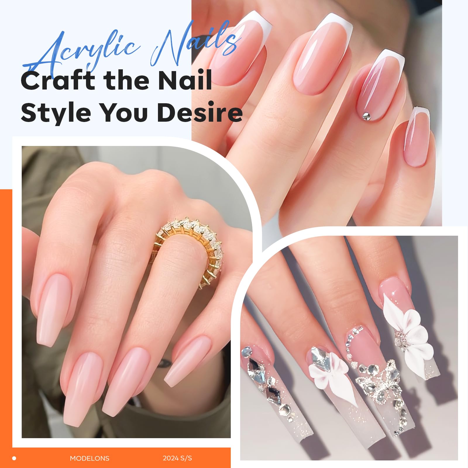 Modelones acrylic nails extension setup using monomer liquid for durable results.