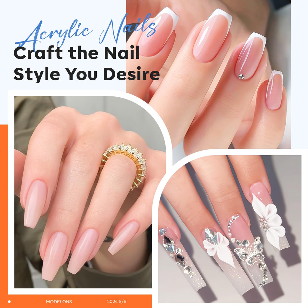 Modelones acrylic nails extension setup using monomer liquid for durable results.