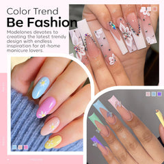 Modelones acrylic powder bottles side-by-side showing color variety for nails.