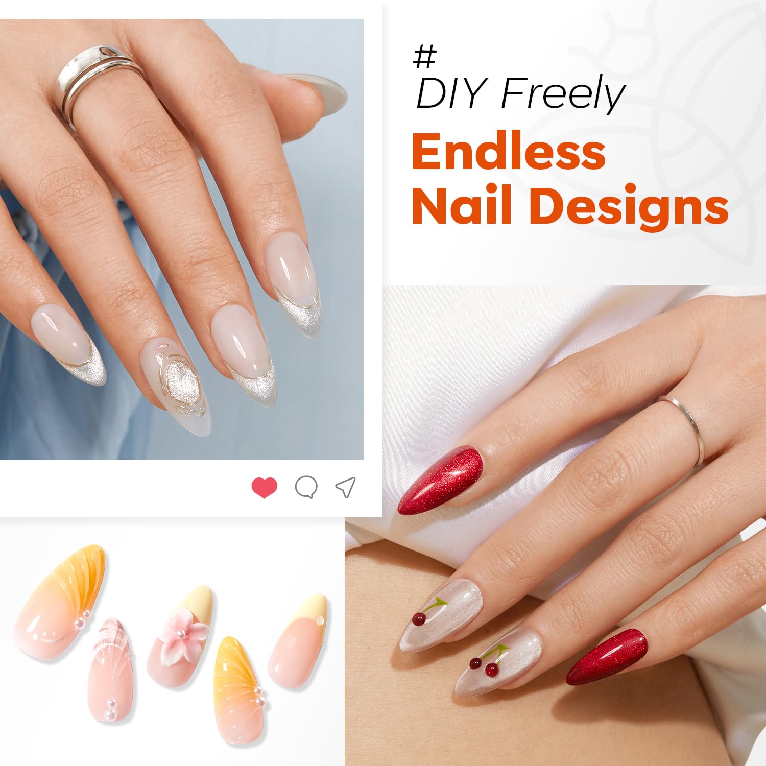 Modelones Almond tips ensure smooth, natural look with stable adhesion.