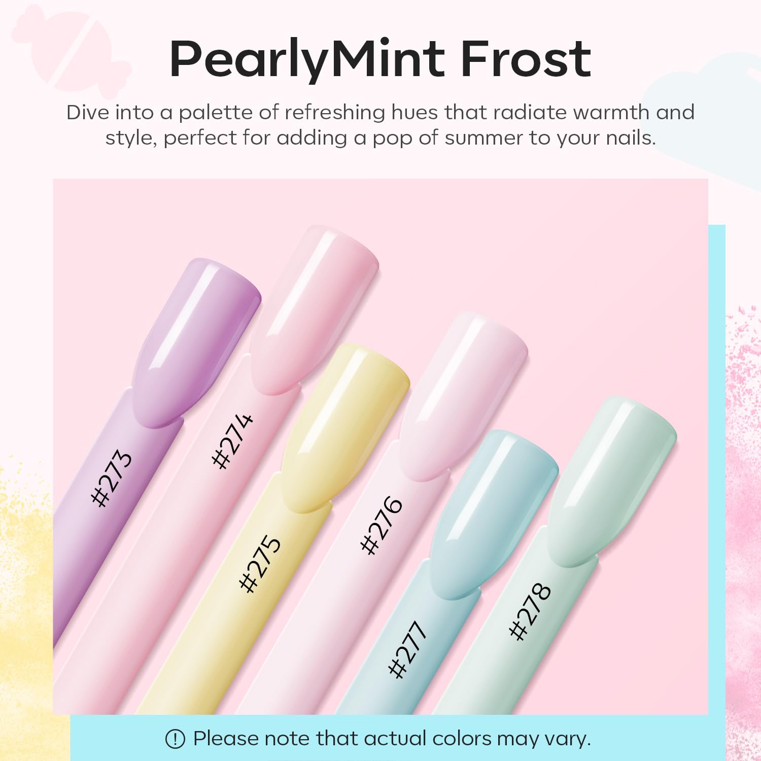 Modelones at-home nail art application with pastel powders.