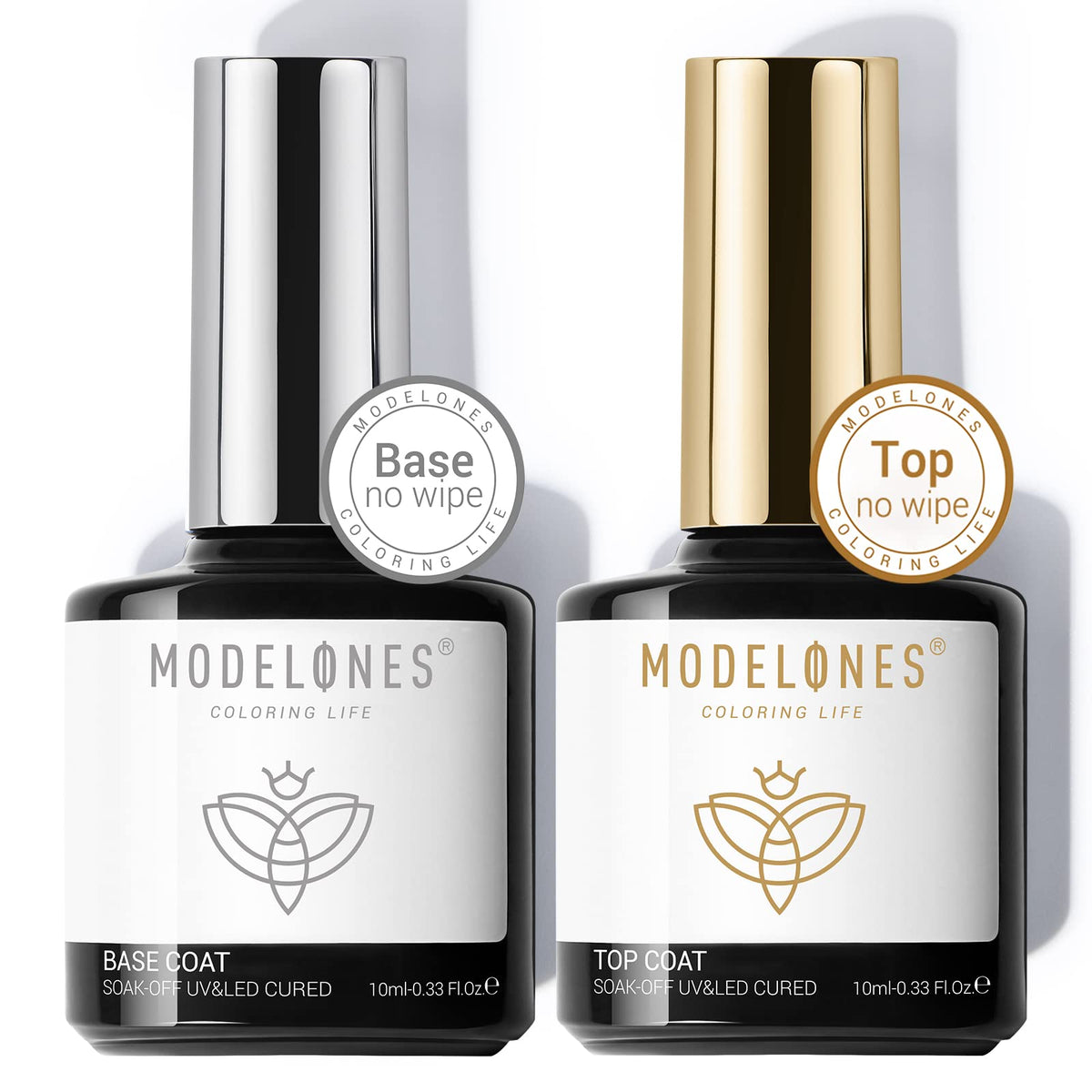 Modelones base coat clear bottle promoting strong adhesion for gel nails