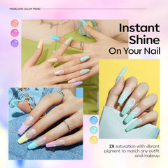 Modelones base and top coat 10 ml set for a durable finish.