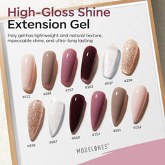 Modelones base and top coat providing adhesion and lasting shine.