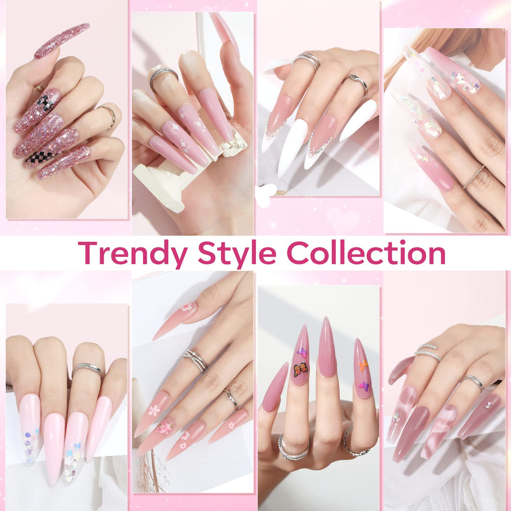 Modelones base and top coat gel deliver a glossy, durable finish.