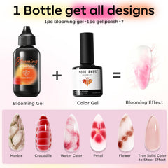 Modelones Blooming Gel in action for marble and floral nails.