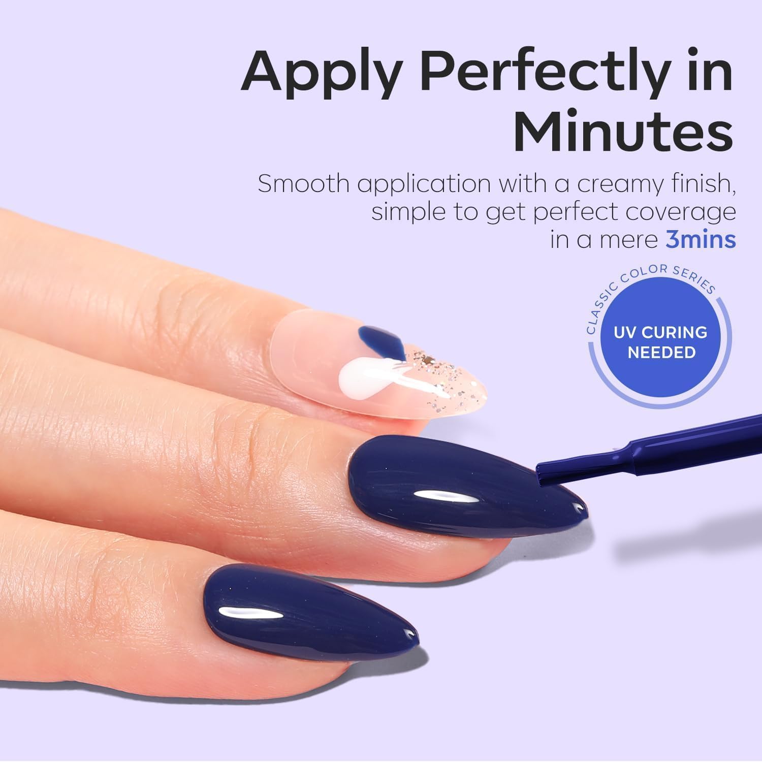 Modelones navy gel nails with lasting shine and chip resistance