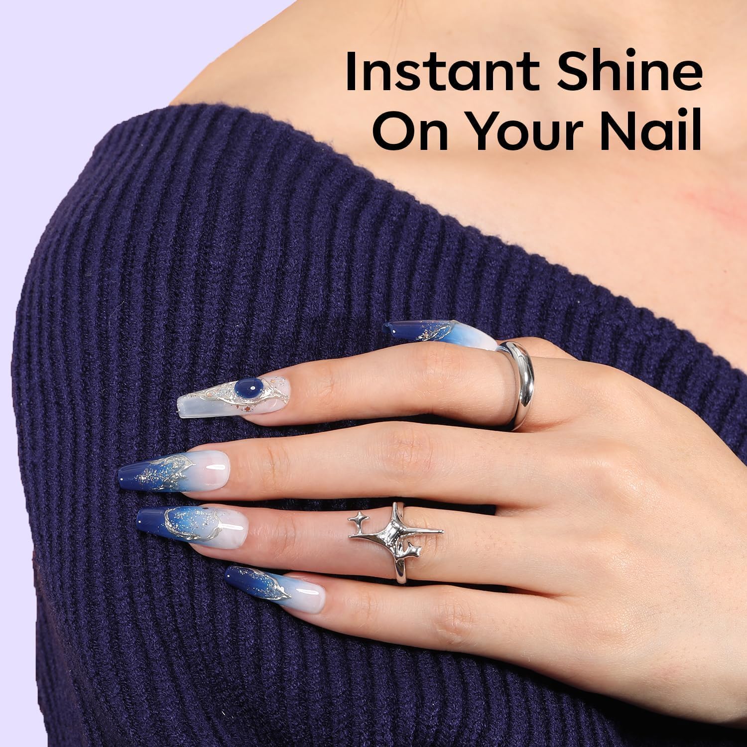 Modelones nail swatch reveals deep navy hue with strong pigment