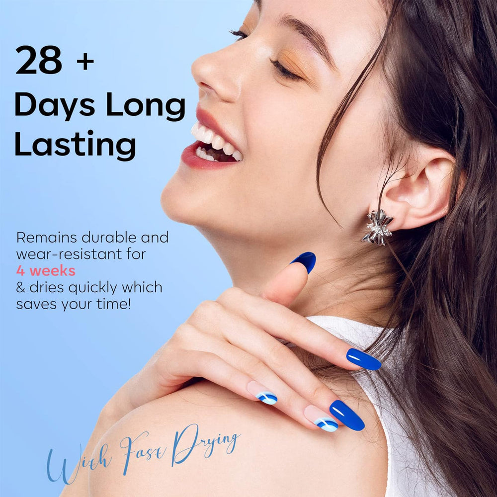 Modelones Klein blue shade suits chic, modern nail styles.