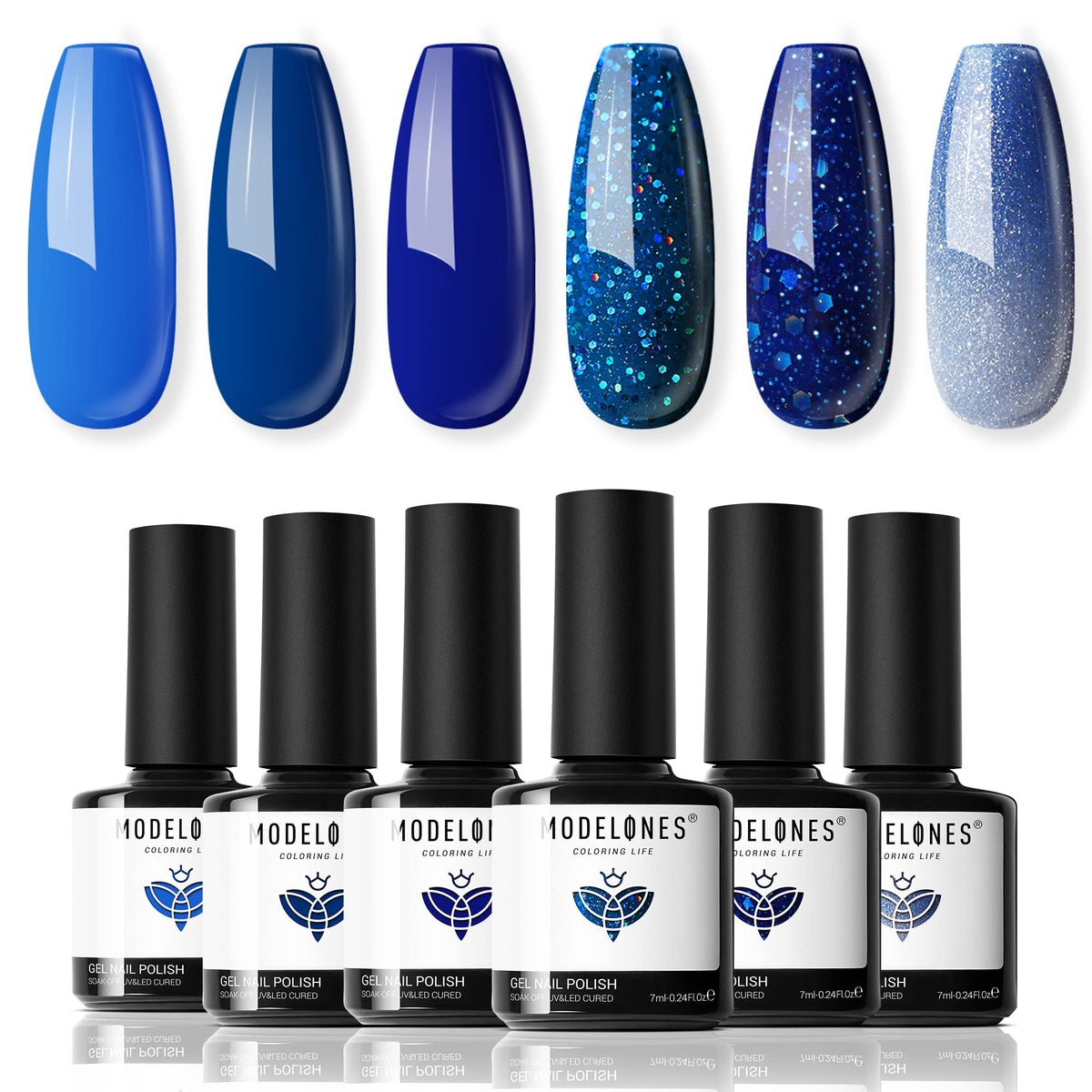 Modelones blue gel nail polish set for a flawless at-home gel manicure