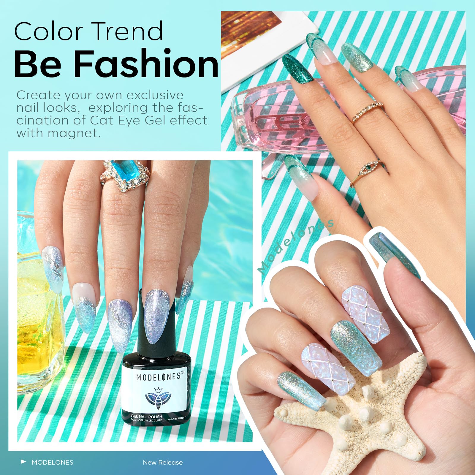 Modelones blue shade swatch offers bold color with lasting shine