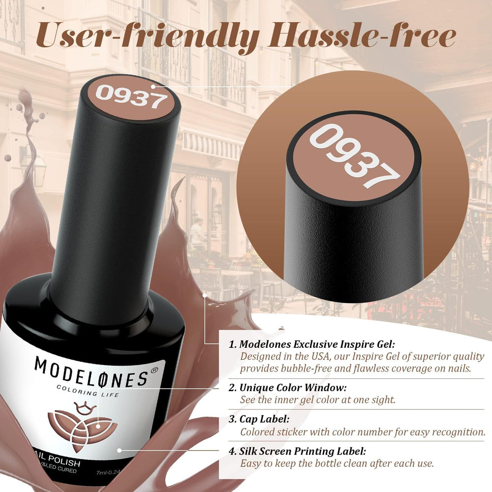Modelones bottle close-up showing brush and smooth application.