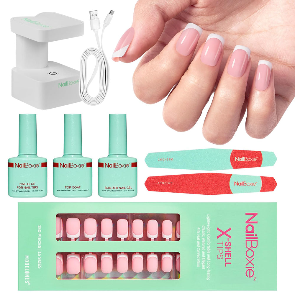 Modelones gel nail kit packaging and contents for at-home manicures.