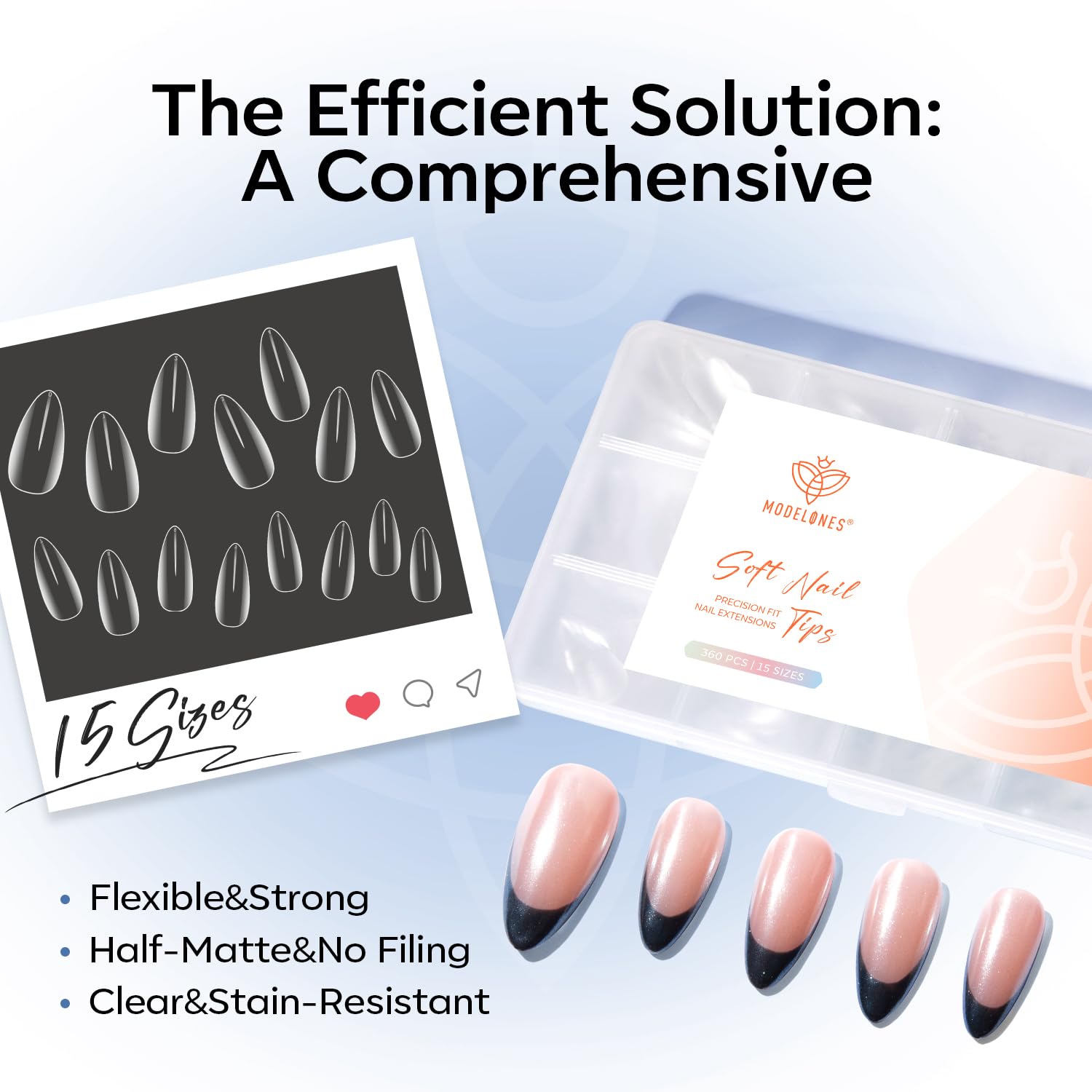 Modelones breathable and durable tips for comfortable wear and natural look.