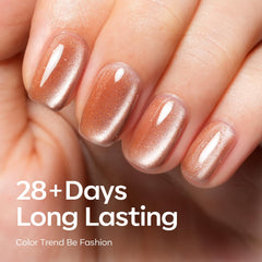 Modelones brown cat-eye gel polish perfect for neutral everyday wear.