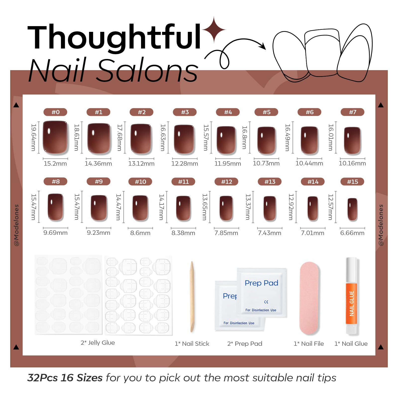 Modelones durable ABS nails offer long-lasting wear and simple removal.