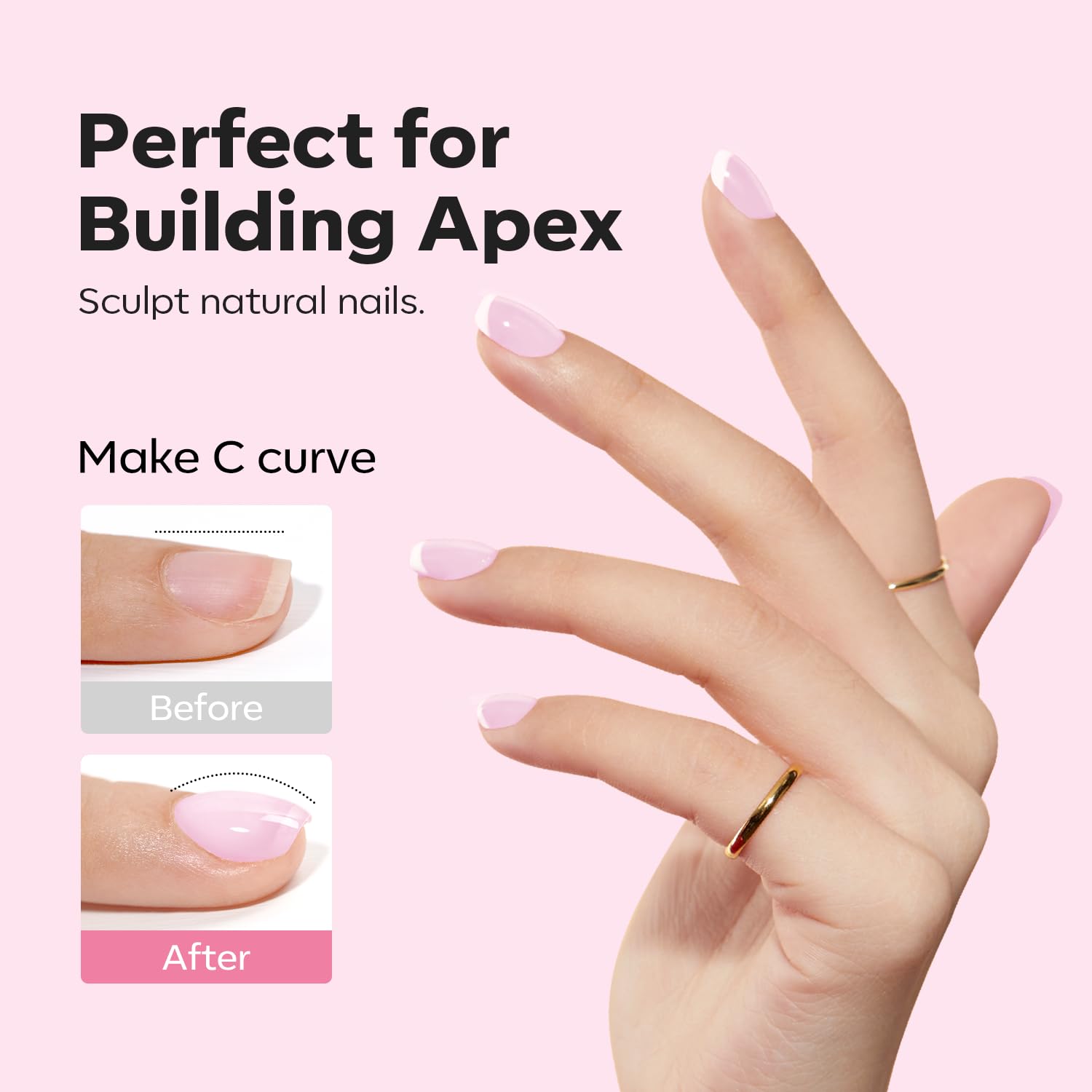 Modelones 8-in-1 gel supports apex building for strong, balanced nails.