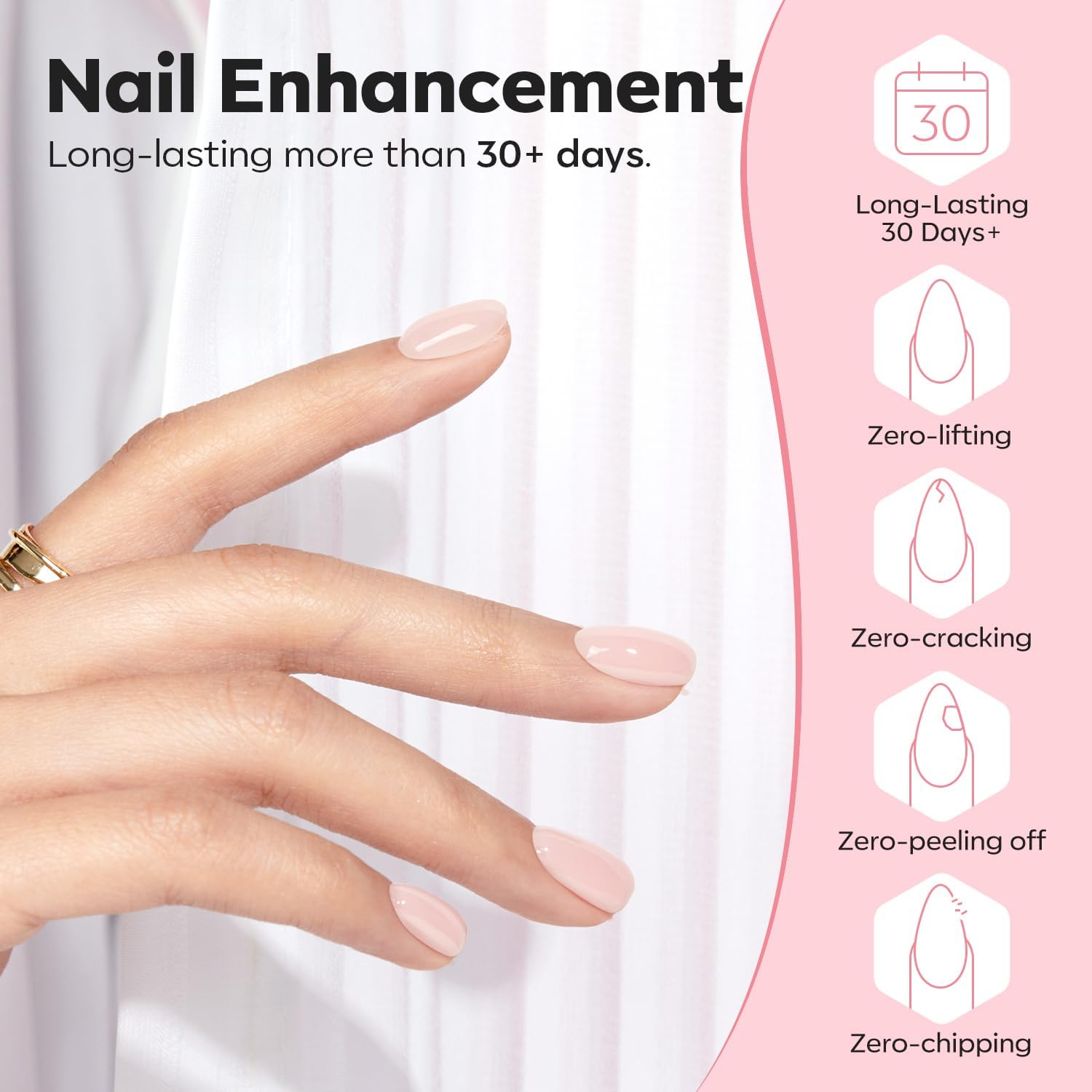 Modelones thickening application helps create strong, flexible nails with feather-light feel.