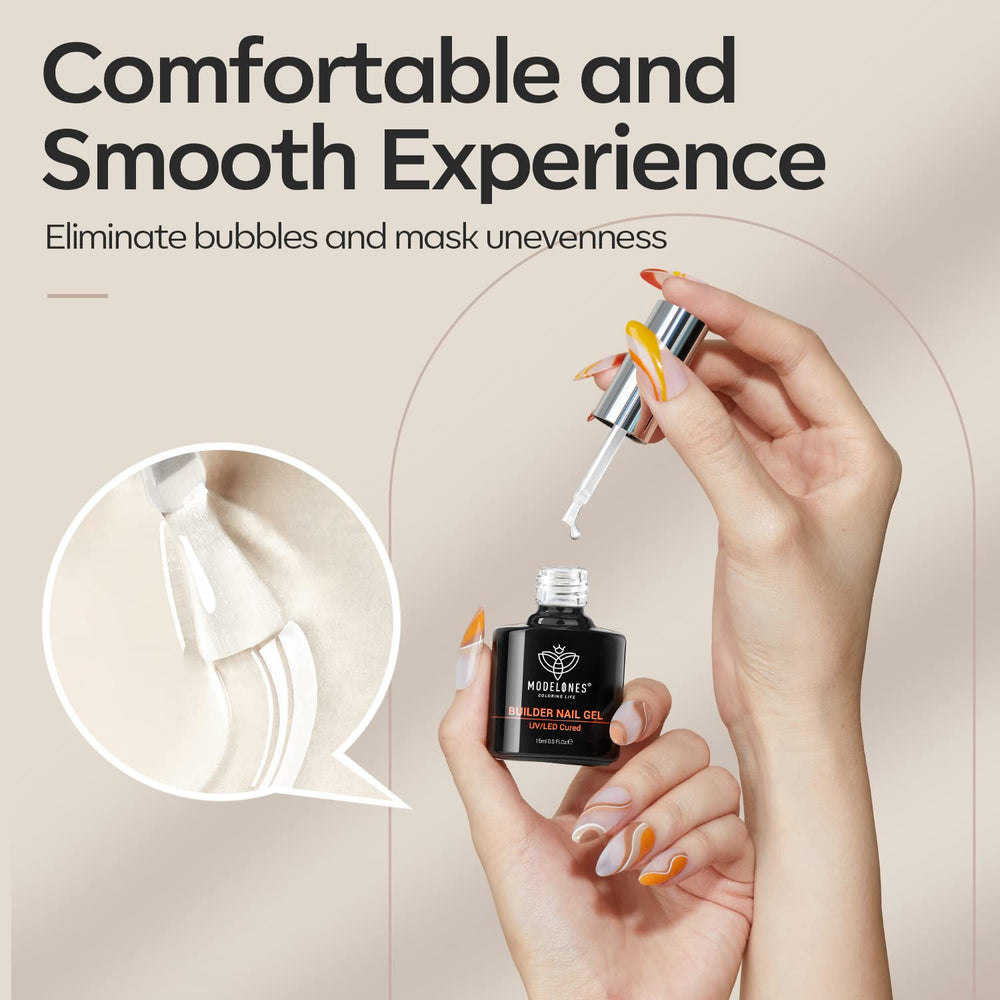 Modelones Builder Nail Gel built-in brush enables easy application.