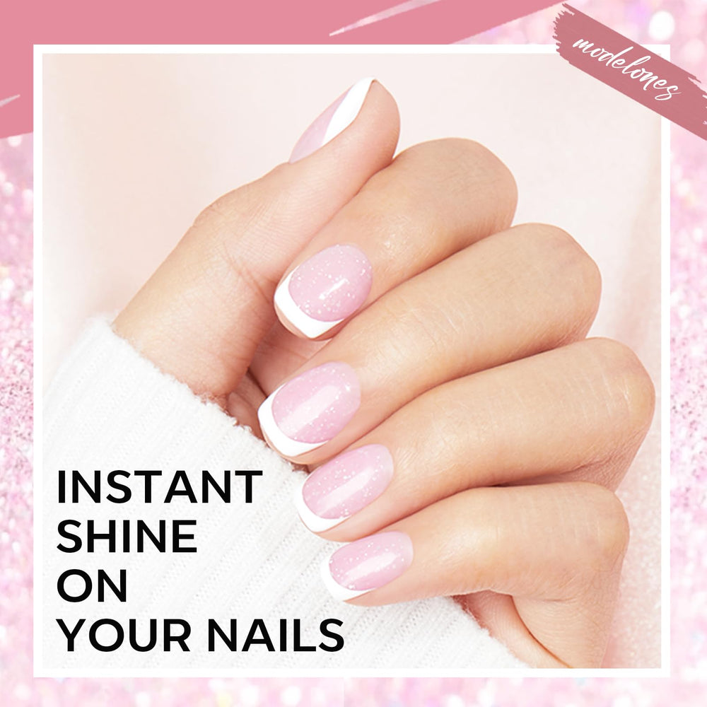 Modelones Builder Nail Gel length extension shown in a manicure setup.