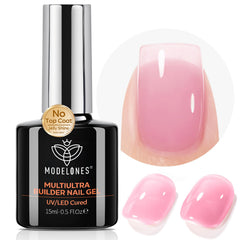 Modelones Builder Nail Gel pink jelly finish for a glossy manicure with no top coat needed.