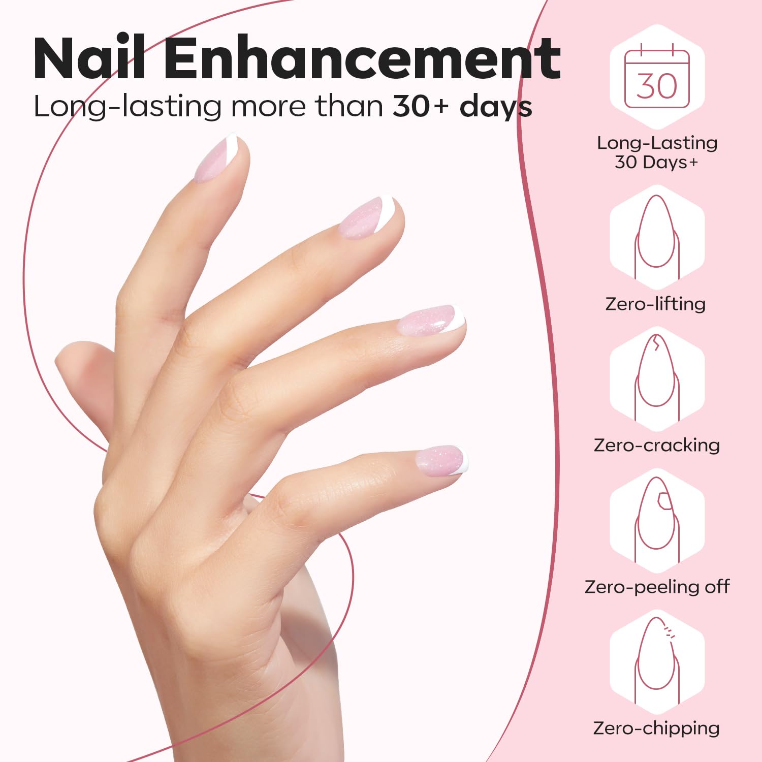 Modelones Builder Nail Gel self-leveling formula spreads smoothly with built-in brush.