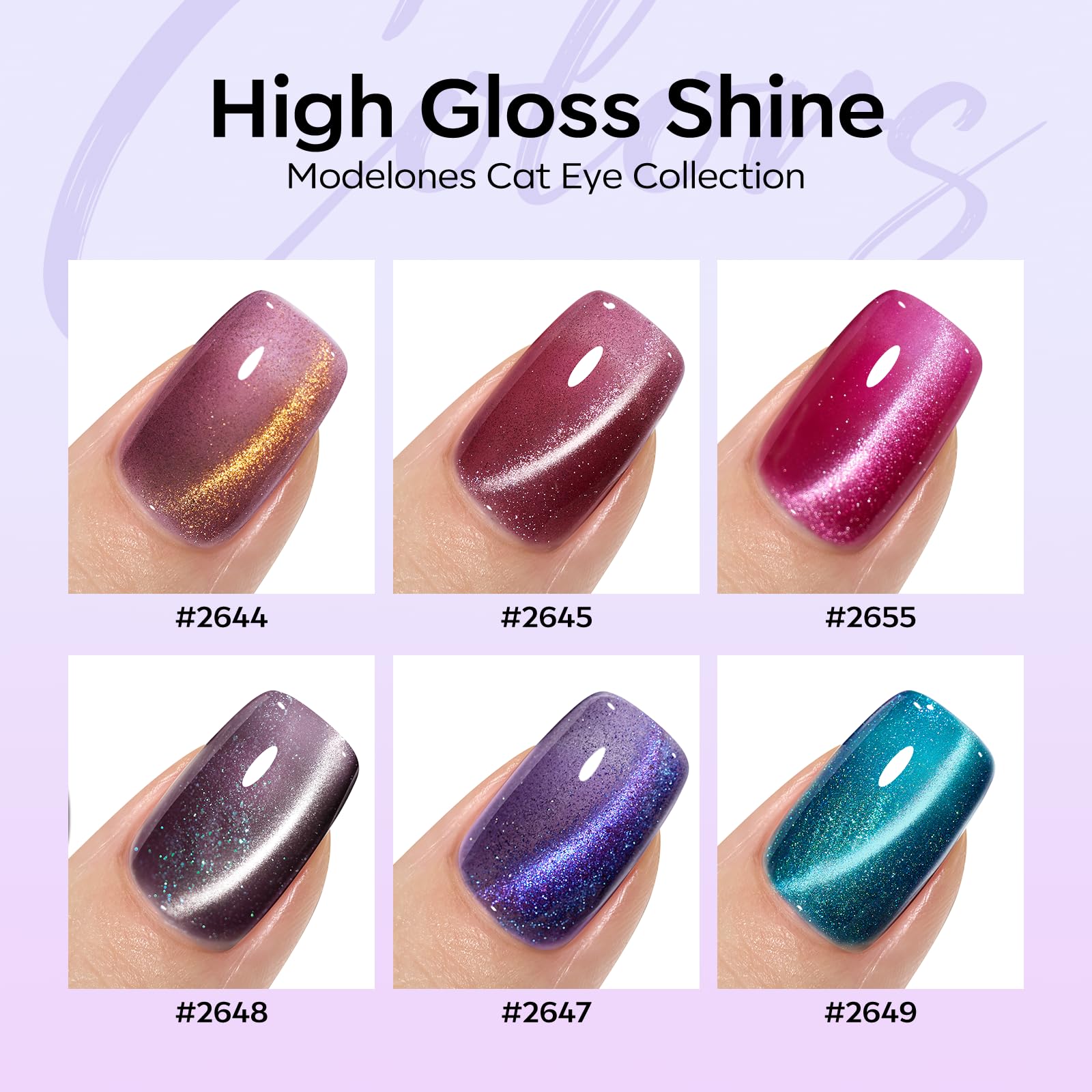 Modelones Champagne Lake Blue cat-eye polish delivers luminous shimmer.