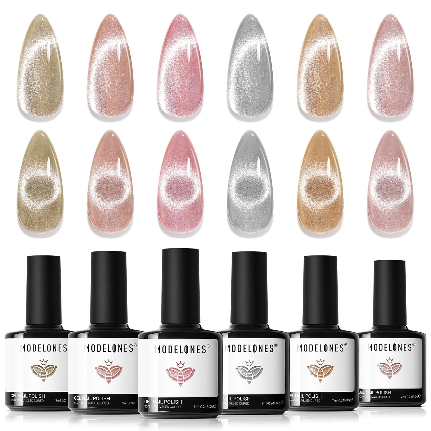 Modelones Cat Eye gel polish set with magnet enables galaxy-inspired nails at home.