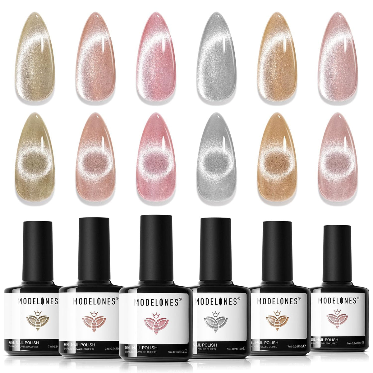 Modelones Cat Eye gel polish set with magnet enables galaxy-inspired nails at home.