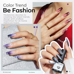 Modelones cat-eye glassy powder close-up highlights shimmering magnetic effect.