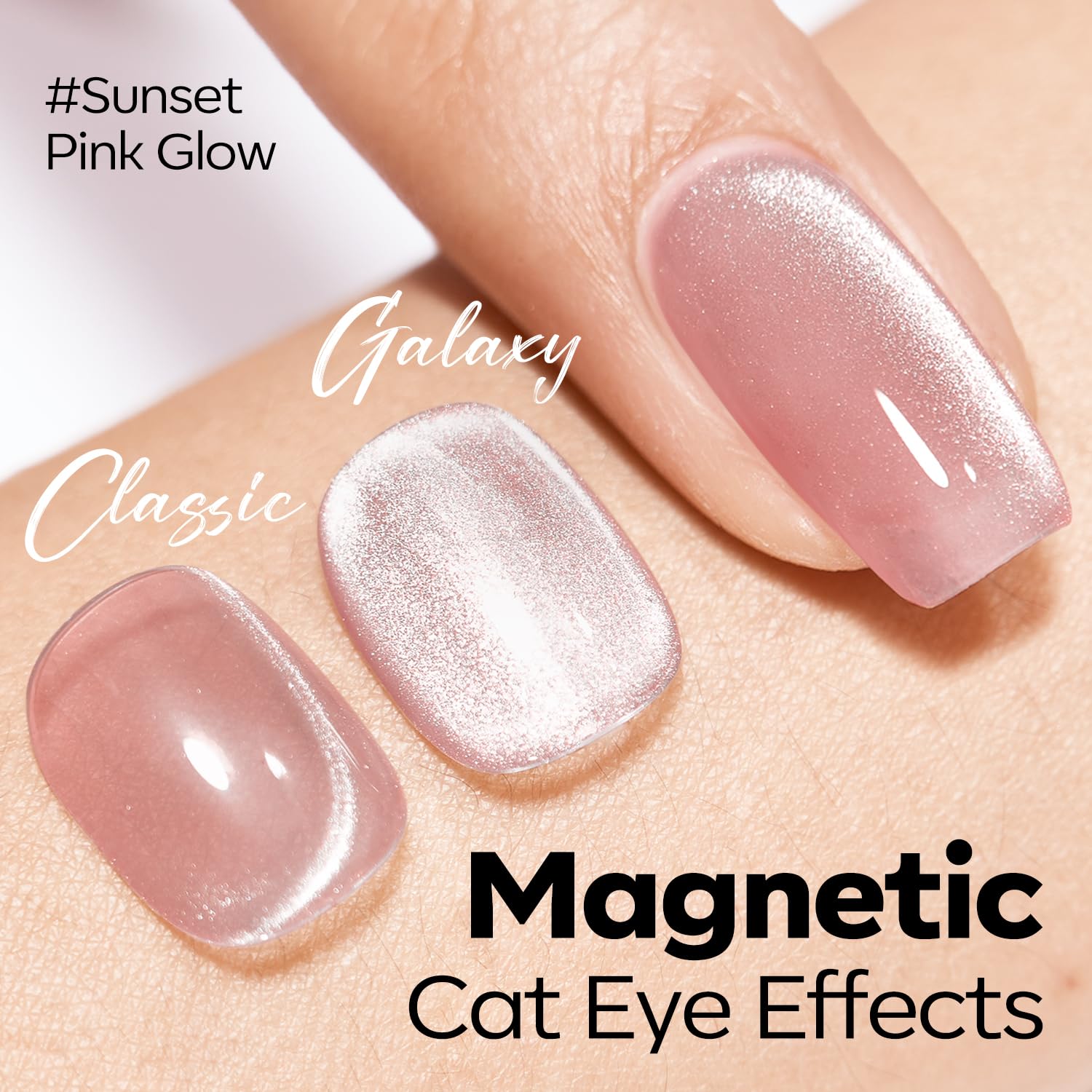 Modelones cat-eye magnet powder close-up highlights shimmering particles for nail art.