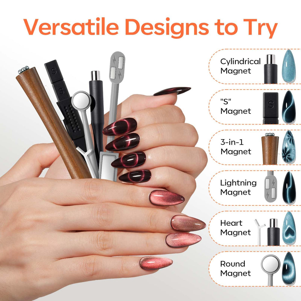 Modelones Cat Eye Magnet Set double head magnets offer texture variety