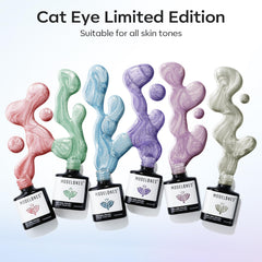 Modelones Cat Eye Nail Polish Purple Glitter swatch under light