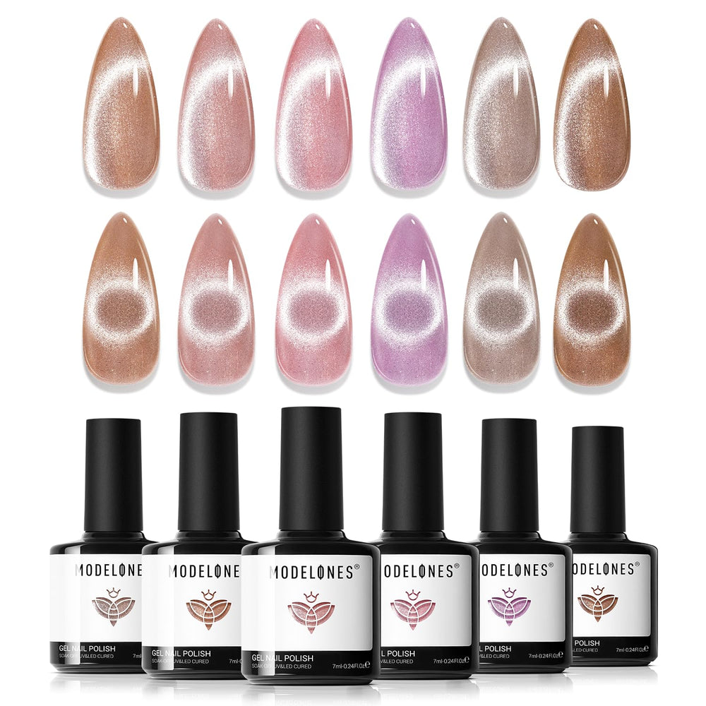 Modelones cat eye nail polish set with magnetic depth for chic looks.