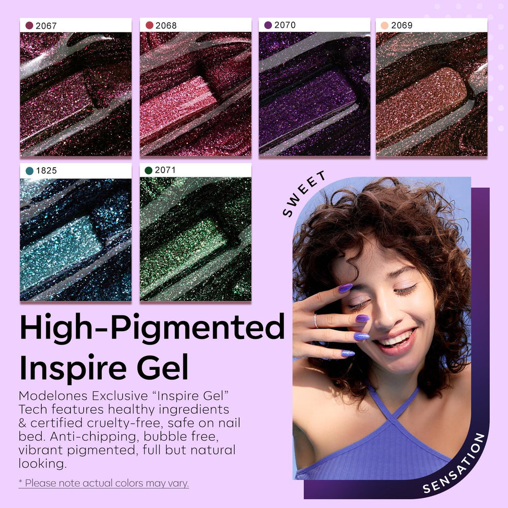 Modelones Chameleon Glitter Purple bottle displays rich lilac shimmer for chic looks