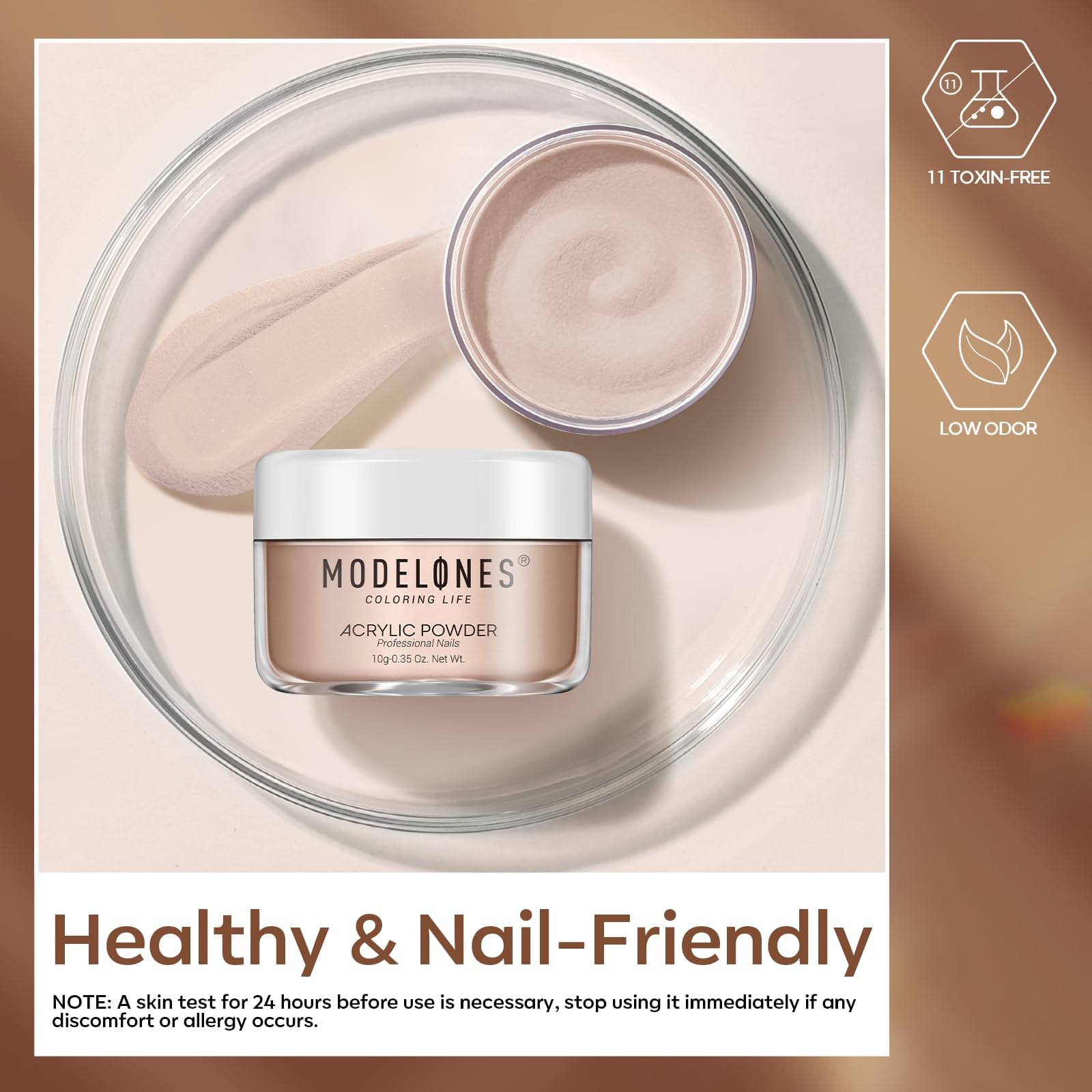 Modelones chip-resistant formula supports durable nail extensions.