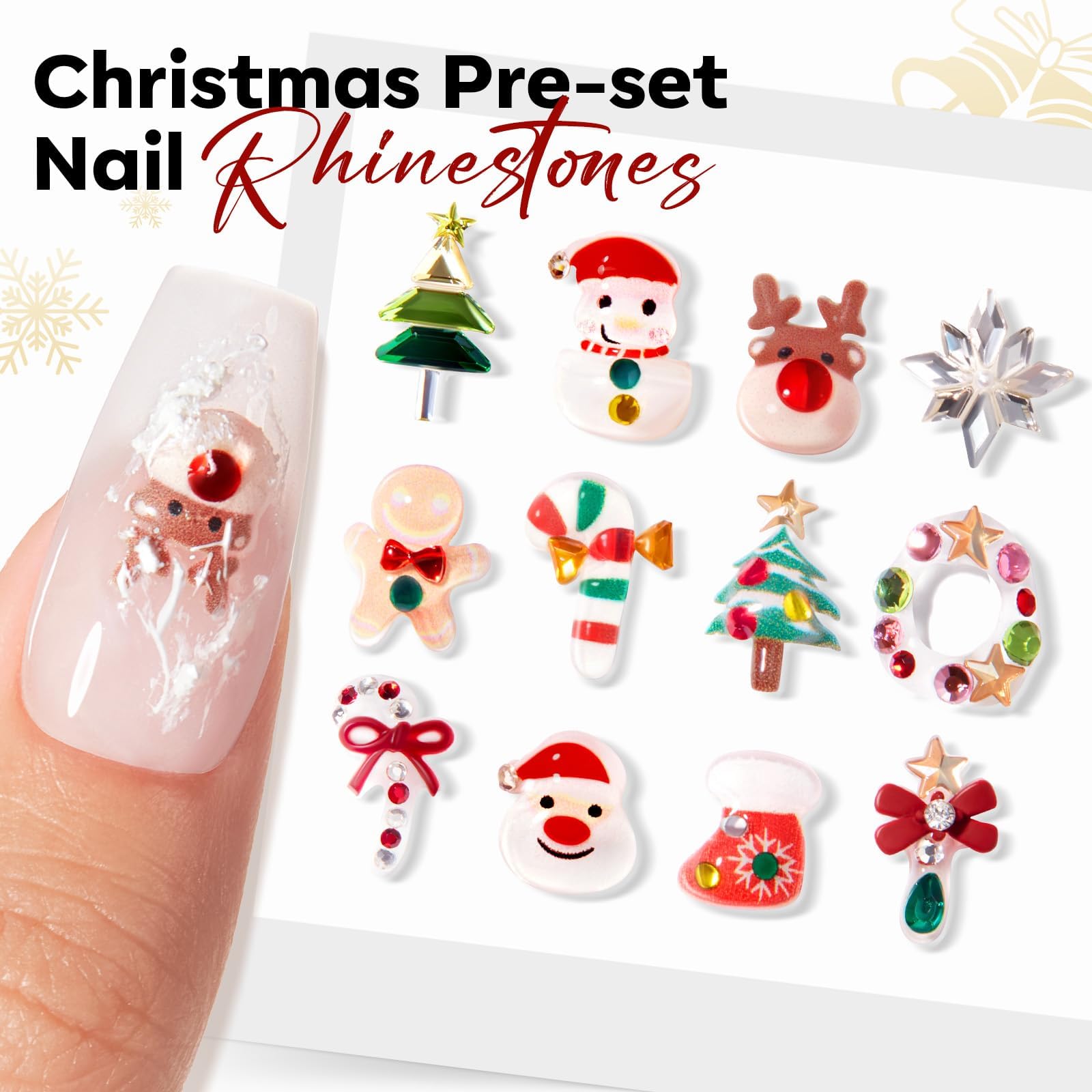 Modelones Christmas-tree nail charm brings colorful seasonal flair