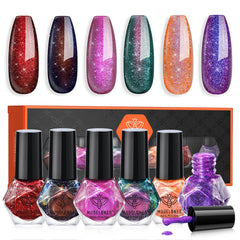 modelones Fiery Red glitter nail polish for quick-dry holiday sparkle