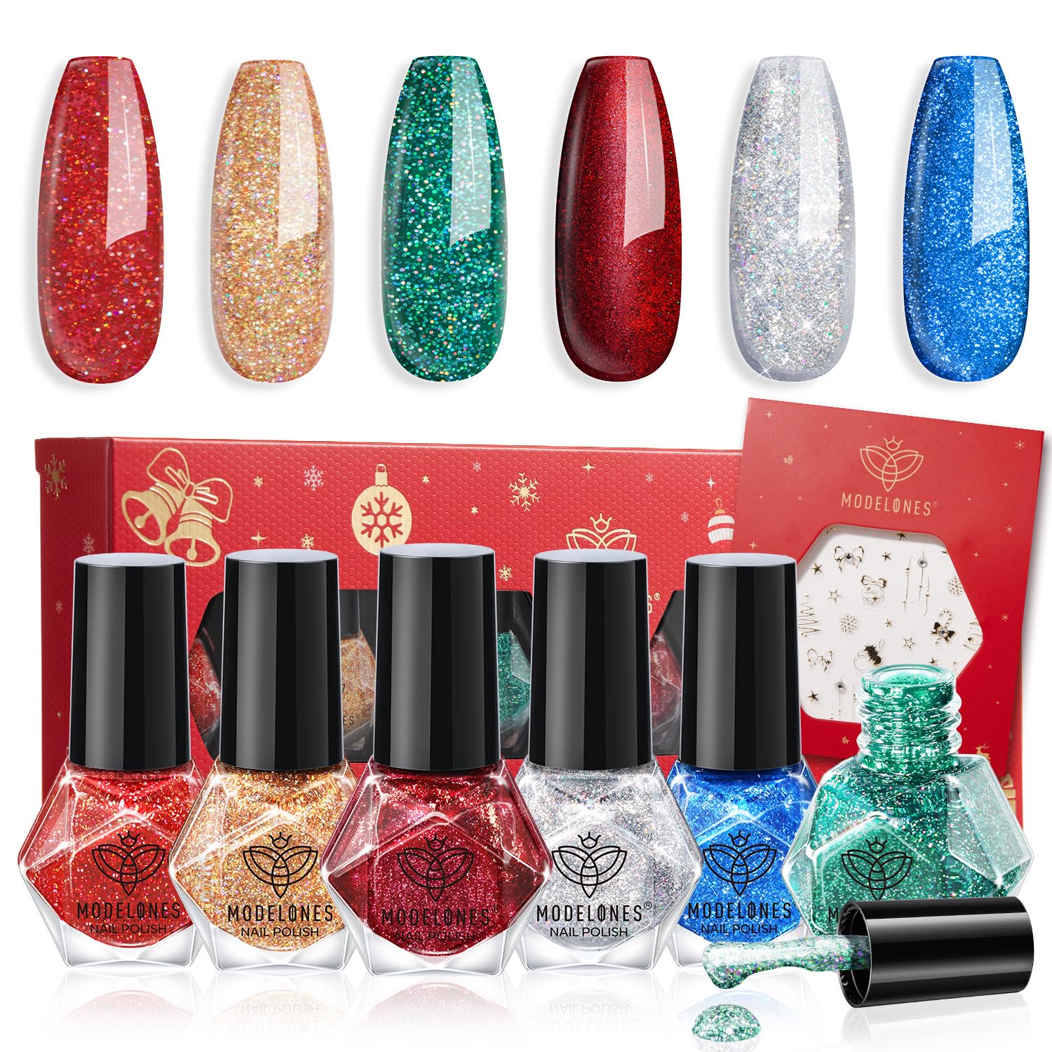 modelones Christmas nail polish set with six colors for festive manicures